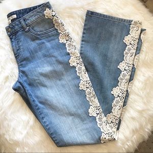 Boston Proper Lace Jeans Light Wash Flare Denim 4